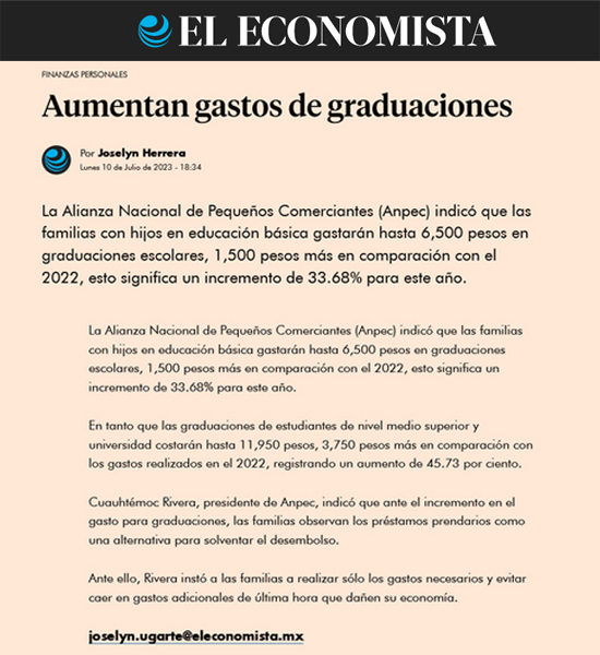El Economista - Aumentan gastos de graduaciones